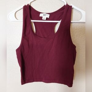 Azy Tops, Women's Size Large Burgundy Cropped Tank Top